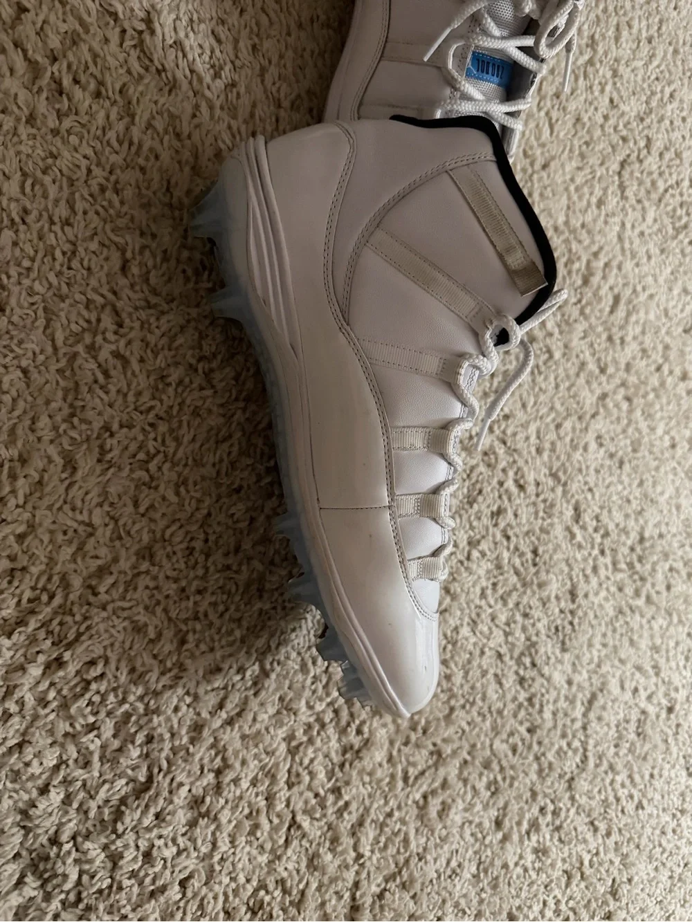 Jordan Kids White and Light Blue Mid-Top cleats